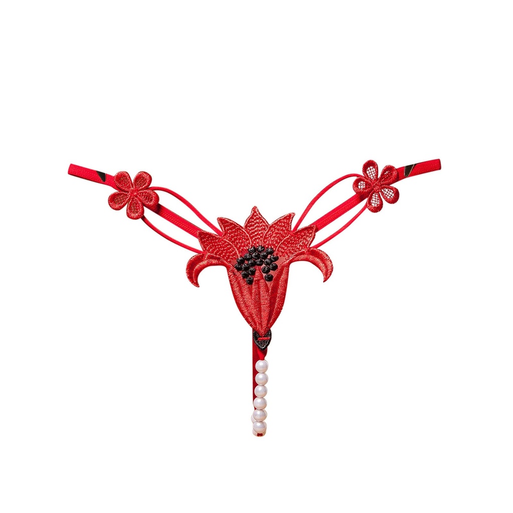 Tanga Hilo Sexy Con Perlas Orquídea Tentación Sensual