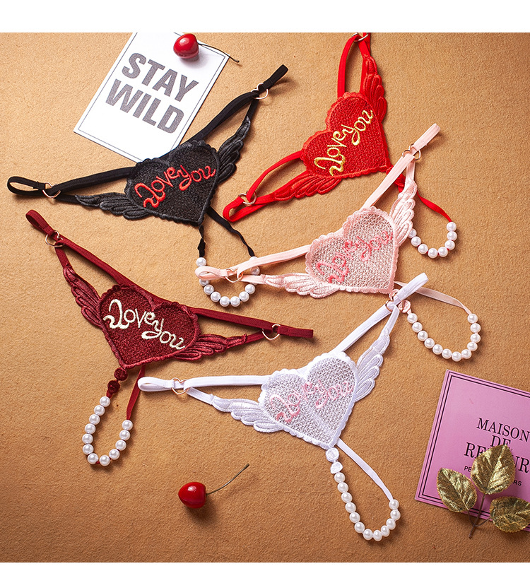 Tanga Erotica Corazon Mensaje I Love You Perlas De Tentacion (ROJO)