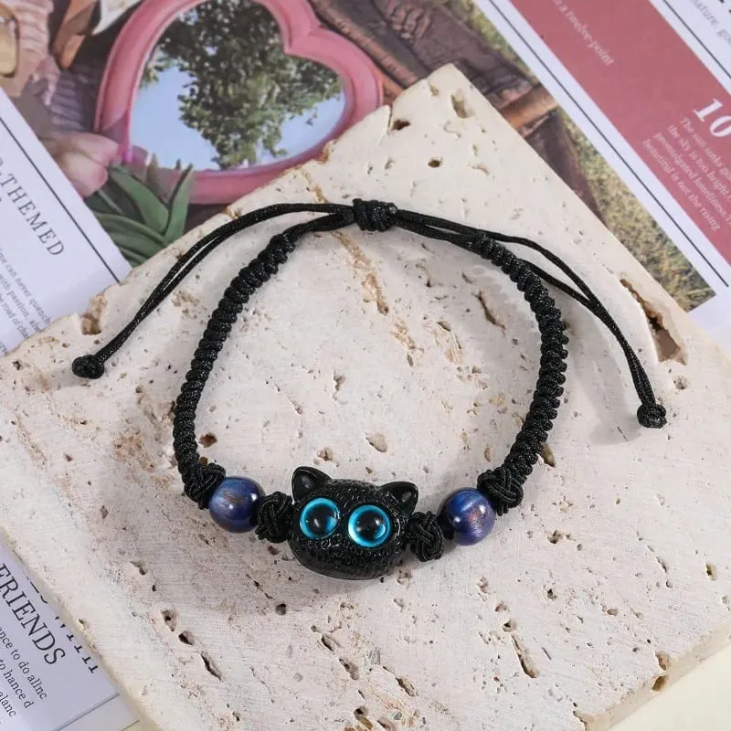 Pulsera Manilla Dije Ojos Gato Parejas Amor Obsequio Clásica