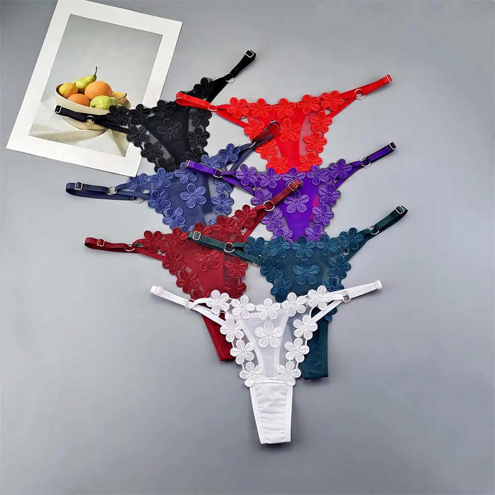 Tanga Panty Sexy Flores Jardín Ajustable Hot Hilo